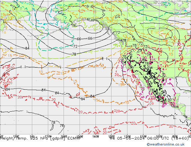 Géop./Temp. 925 hPa ECMWF mer 05.06.2024 06 UTC