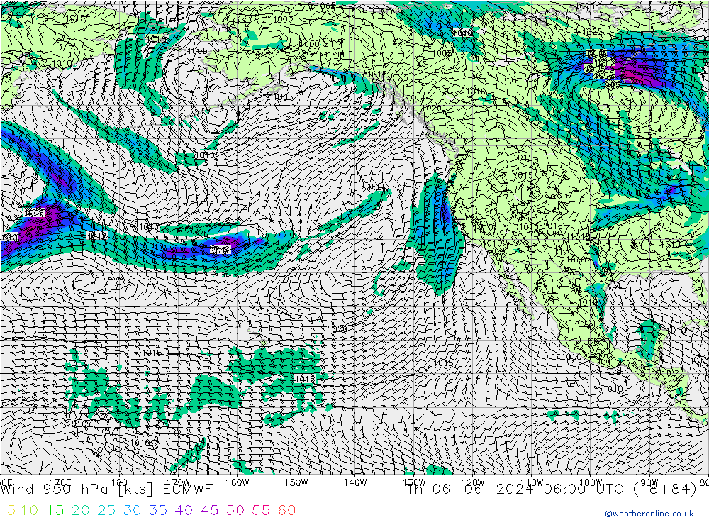 Wind 950 hPa ECMWF Th 06.06.2024 06 UTC