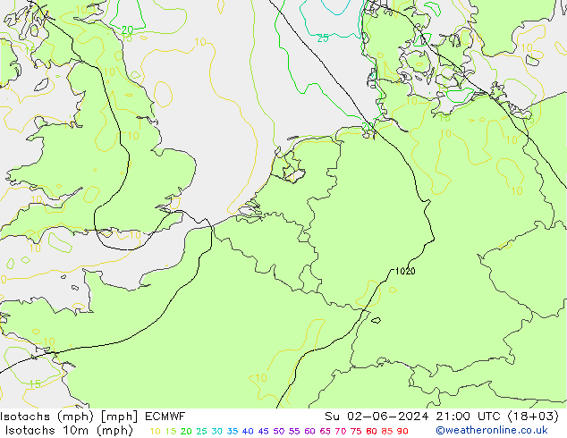 Isotachs (mph) ECMWF dim 02.06.2024 21 UTC