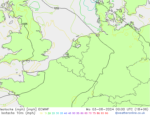 Isotachs (mph) ECMWF Mo 03.06.2024 00 UTC