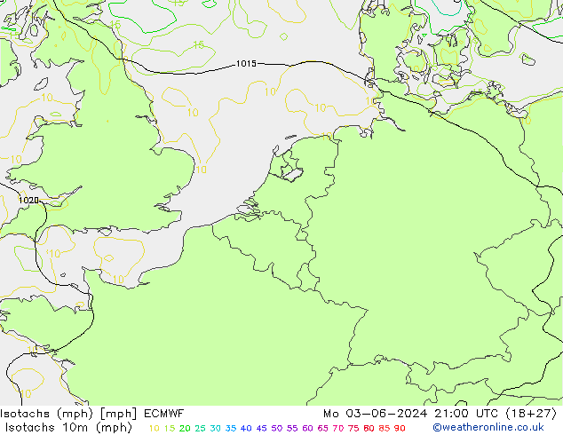Isotachen (mph) ECMWF Mo 03.06.2024 21 UTC