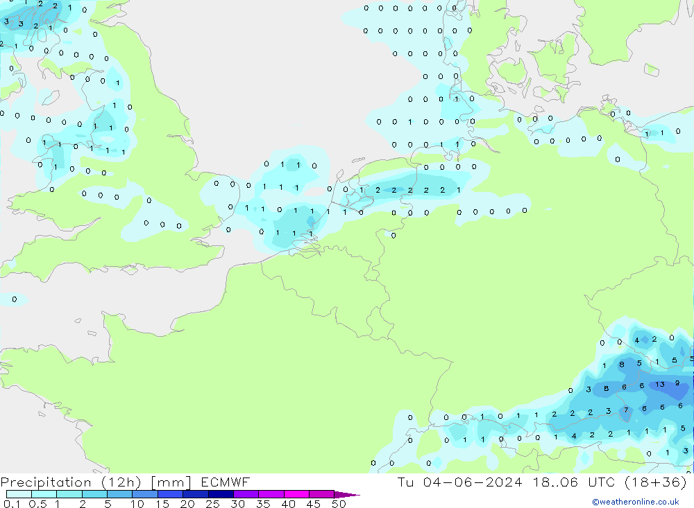 Precipitazione (12h) ECMWF mar 04.06.2024 06 UTC