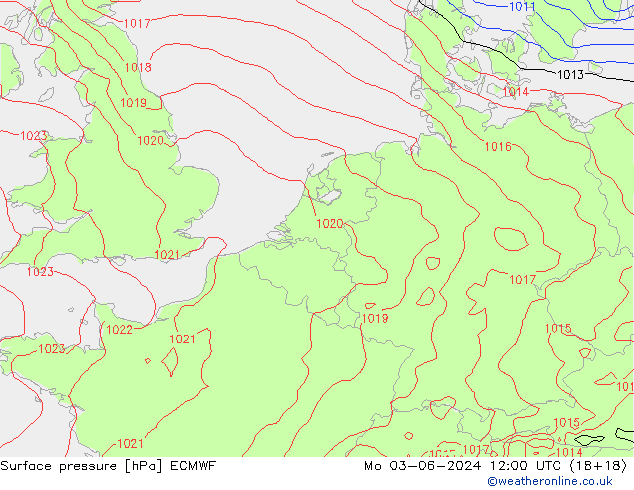 ciśnienie ECMWF pon. 03.06.2024 12 UTC