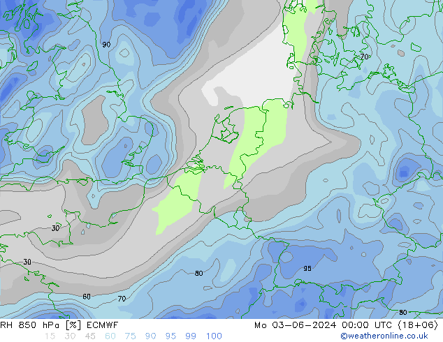 RH 850 hPa ECMWF Mo 03.06.2024 00 UTC