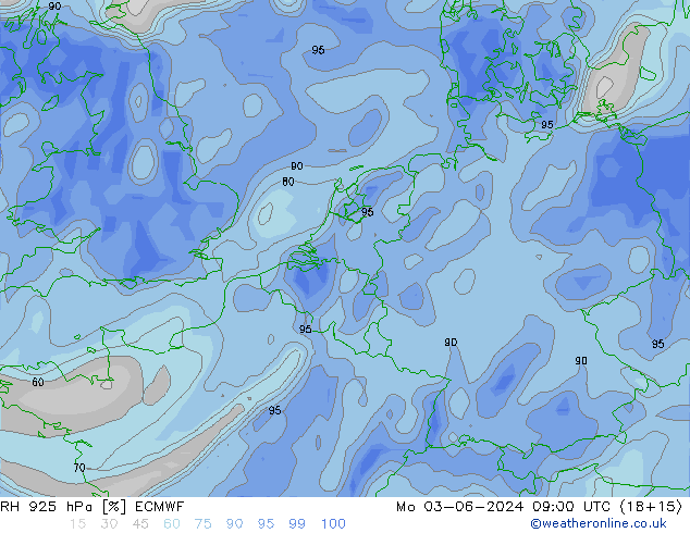 RH 925 hPa ECMWF Mo 03.06.2024 09 UTC