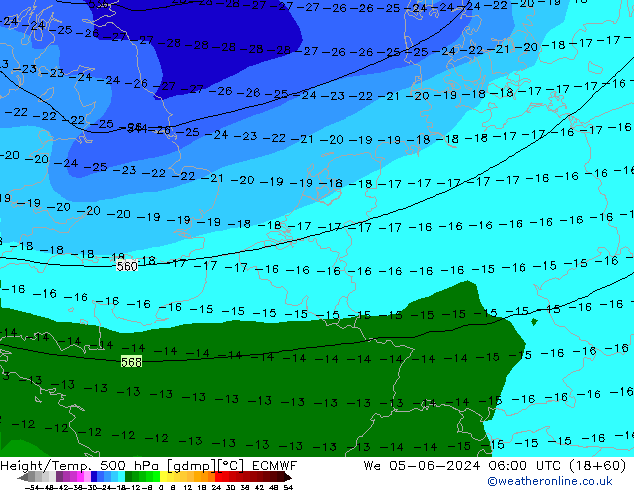 Z500/Regen(+SLP)/Z850 ECMWF wo 05.06.2024 06 UTC