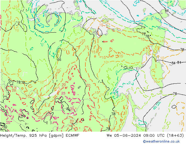 Height/Temp. 925 hPa ECMWF  05.06.2024 09 UTC