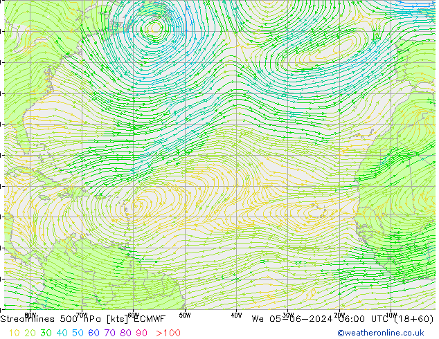 Streamlines 500 hPa ECMWF St 05.06.2024 06 UTC