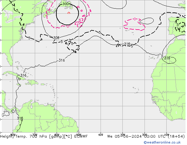 Géop./Temp. 700 hPa ECMWF mer 05.06.2024 00 UTC