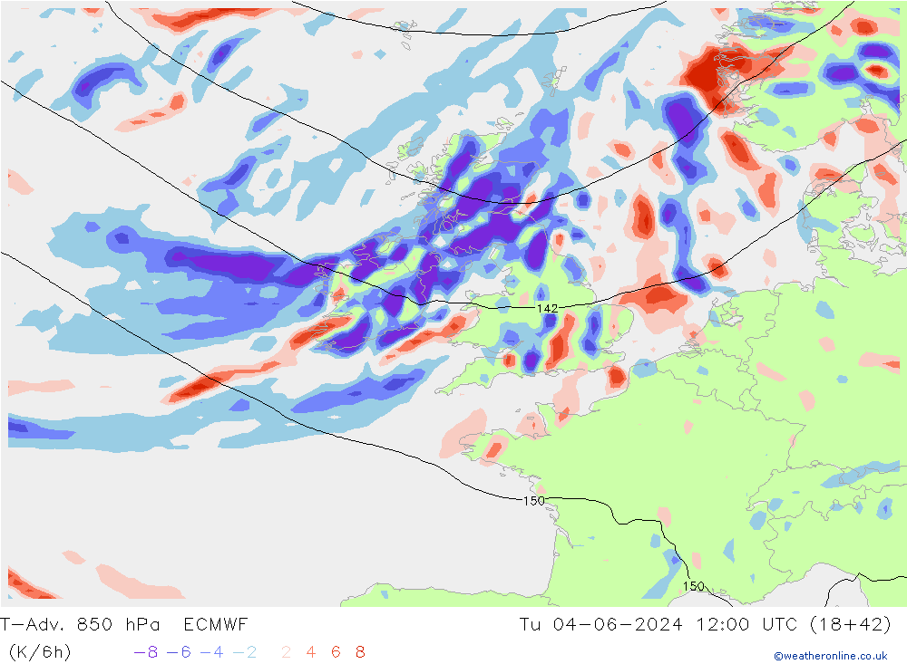 T-Adv. 850 hPa ECMWF mar 04.06.2024 12 UTC