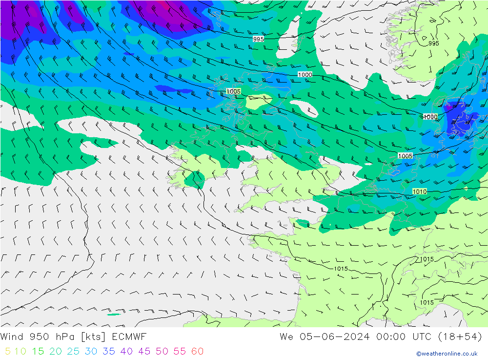 wiatr 950 hPa ECMWF śro. 05.06.2024 00 UTC