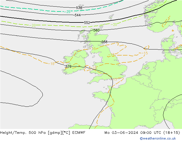 Height/Temp. 500 hPa ECMWF  03.06.2024 09 UTC