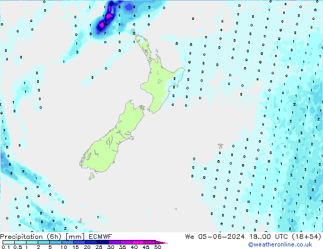 Precipitation (6h) ECMWF We 05.06.2024 00 UTC