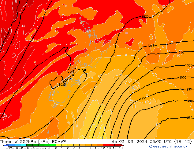 Theta-W 850hPa ECMWF Mo 03.06.2024 06 UTC