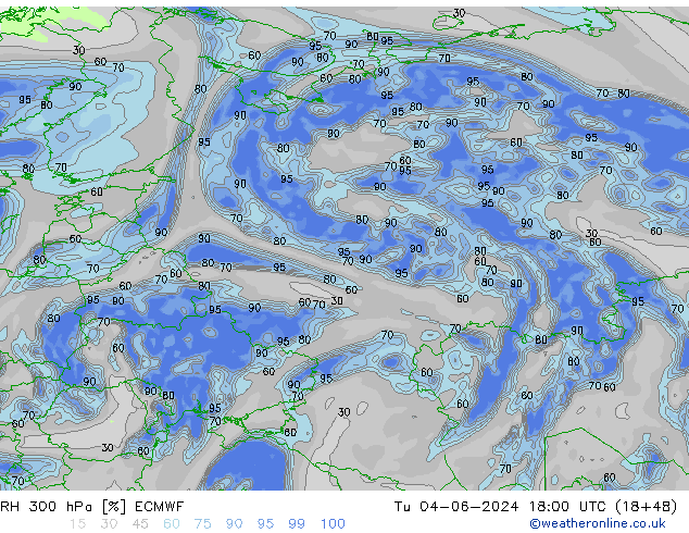 Humedad rel. 300hPa ECMWF mar 04.06.2024 18 UTC