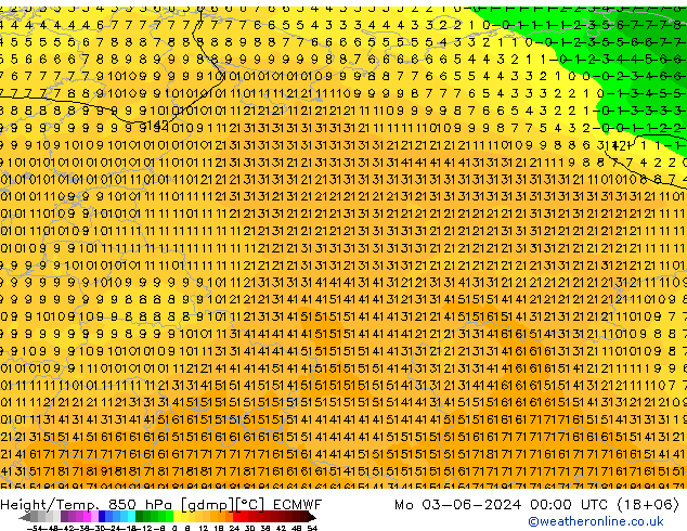 Z500/Rain (+SLP)/Z850 ECMWF lun 03.06.2024 00 UTC