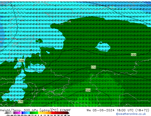 Z500/Rain (+SLP)/Z850 ECMWF śro. 05.06.2024 18 UTC