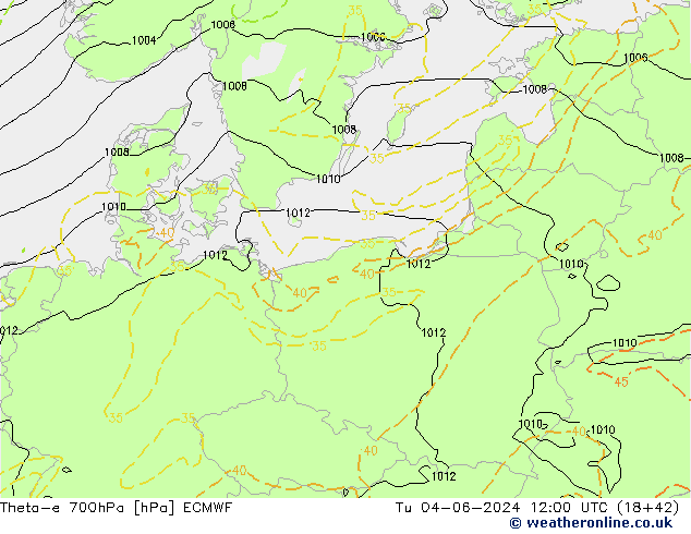 Theta-e 700hPa ECMWF di 04.06.2024 12 UTC