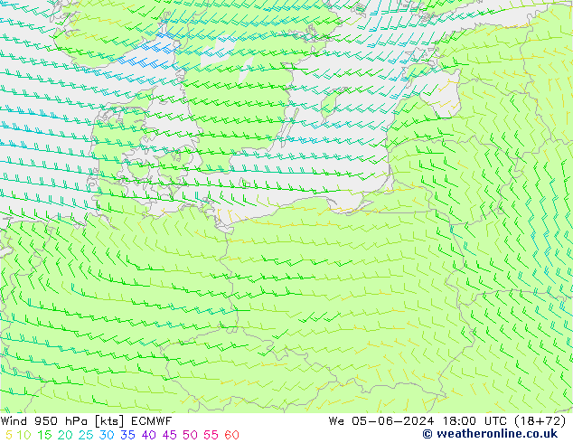 Wind 950 hPa ECMWF We 05.06.2024 18 UTC