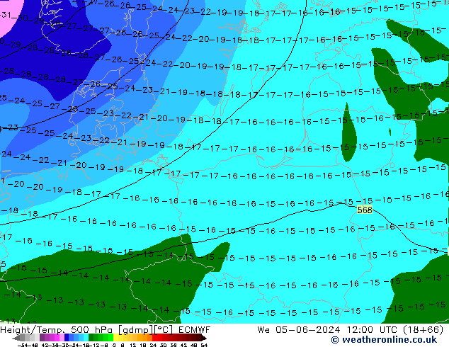 Z500/Rain (+SLP)/Z850 ECMWF  05.06.2024 12 UTC