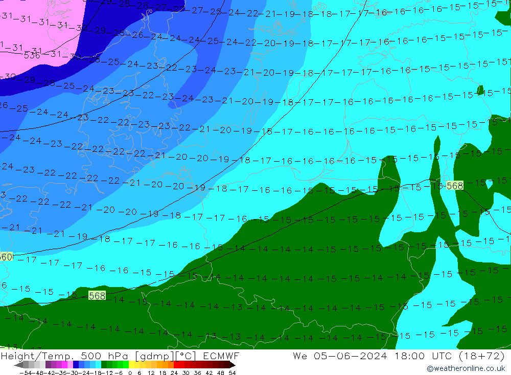 Z500/Rain (+SLP)/Z850 ECMWF śro. 05.06.2024 18 UTC