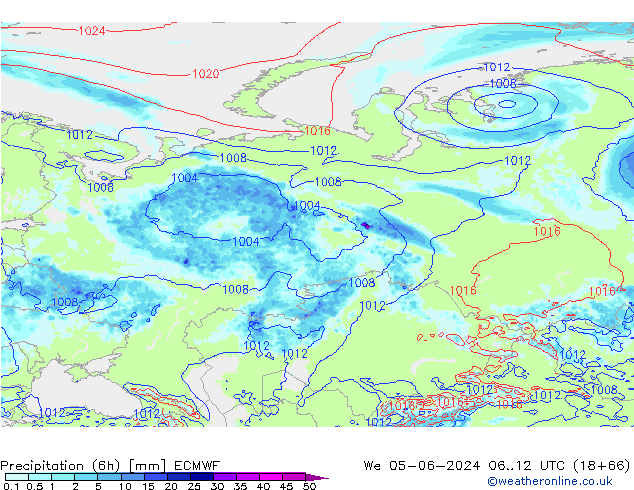 Z500/Rain (+SLP)/Z850 ECMWF We 05.06.2024 12 UTC