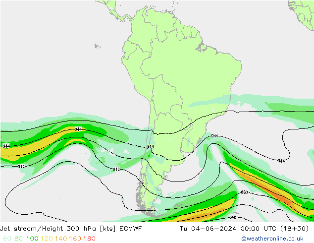 Straalstroom ECMWF di 04.06.2024 00 UTC
