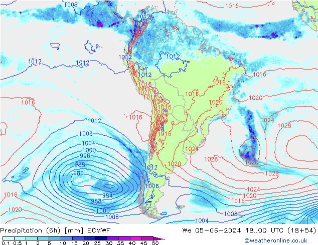 Z500/Rain (+SLP)/Z850 ECMWF Qua 05.06.2024 00 UTC