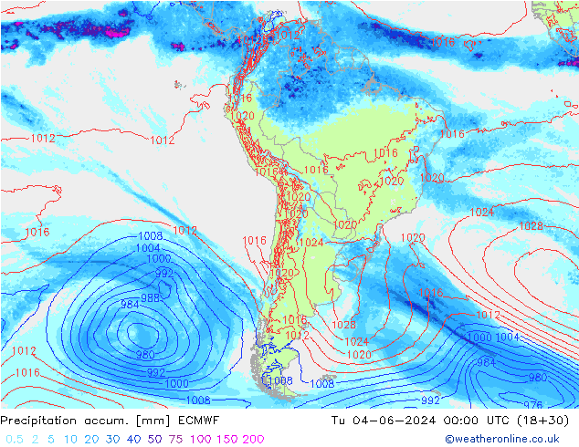 Precipitation accum. ECMWF  04.06.2024 00 UTC