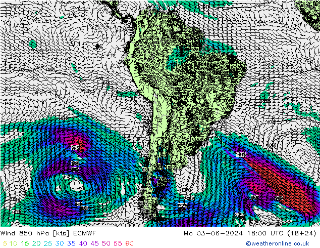 Vento 850 hPa ECMWF Seg 03.06.2024 18 UTC