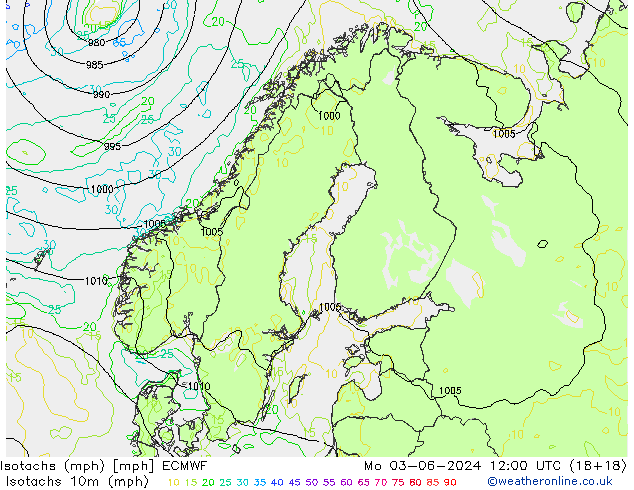 Isotachen (mph) ECMWF ma 03.06.2024 12 UTC