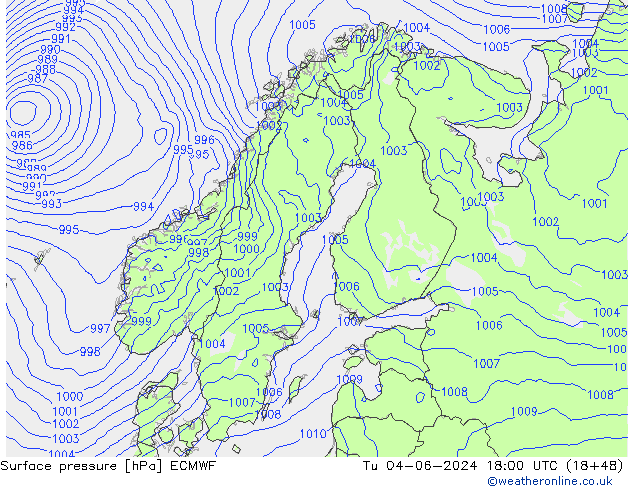 Bodendruck ECMWF Di 04.06.2024 18 UTC