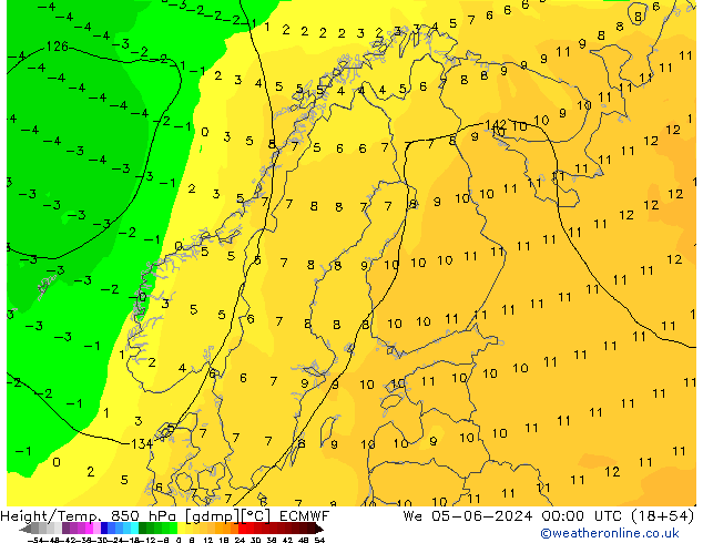 Z500/Rain (+SLP)/Z850 ECMWF We 05.06.2024 00 UTC