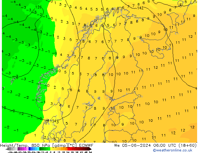 Z500/Rain (+SLP)/Z850 ECMWF We 05.06.2024 06 UTC