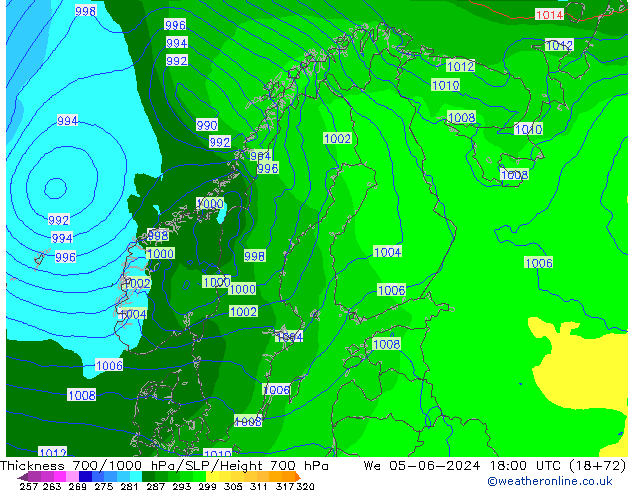 Thck 700-1000 hPa ECMWF We 05.06.2024 18 UTC