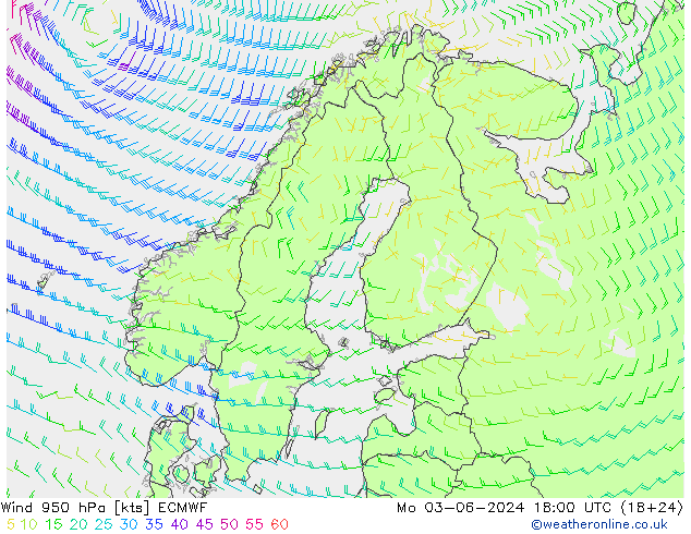 Wind 950 hPa ECMWF Mo 03.06.2024 18 UTC