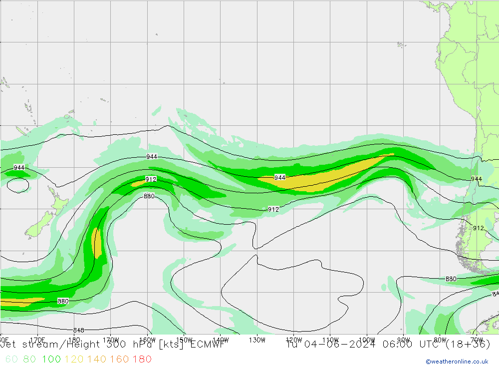 Jet stream/Height 300 hPa ECMWF Tu 04.06.2024 06 UTC