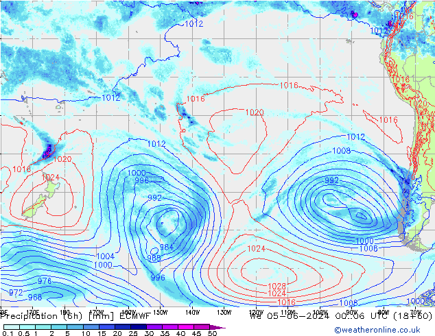 Z500/Rain (+SLP)/Z850 ECMWF We 05.06.2024 06 UTC