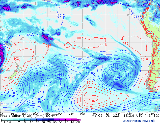 Precipitazione (12h) ECMWF lun 03.06.2024 06 UTC