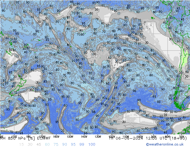 RH 850 hPa ECMWF Th 06.06.2024 12 UTC