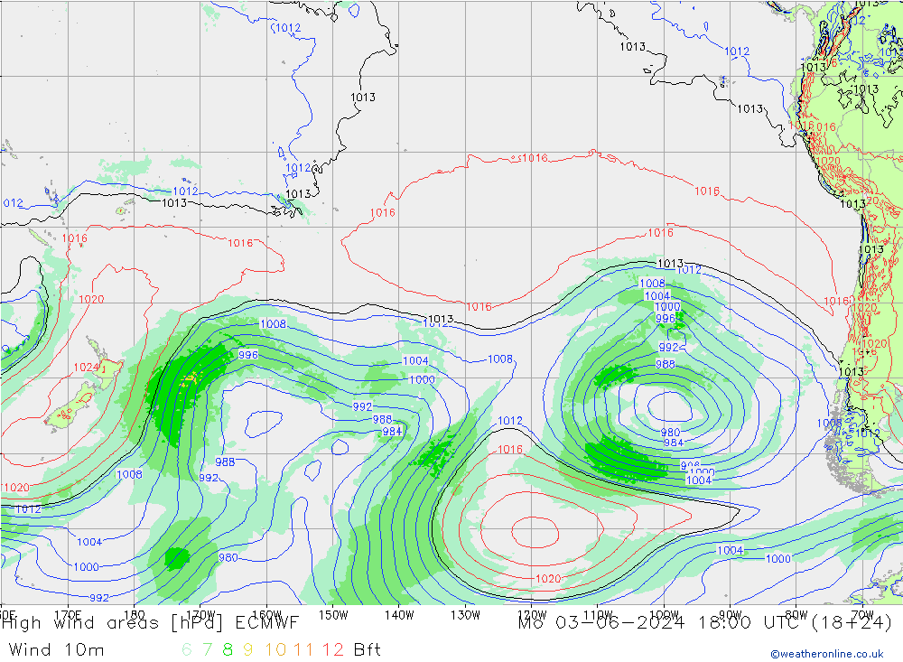 yüksek rüzgarlı alanlar ECMWF Pzt 03.06.2024 18 UTC