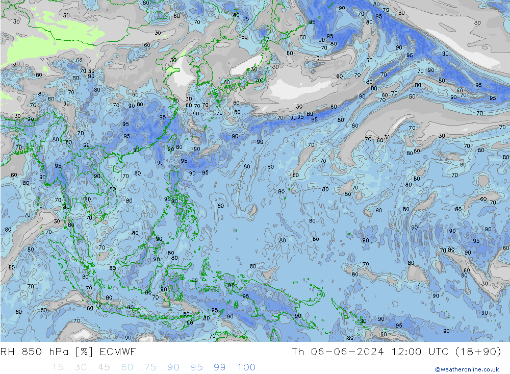 RH 850 hPa ECMWF Th 06.06.2024 12 UTC