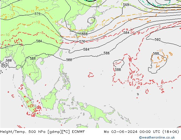 Z500/Rain (+SLP)/Z850 ECMWF Seg 03.06.2024 00 UTC