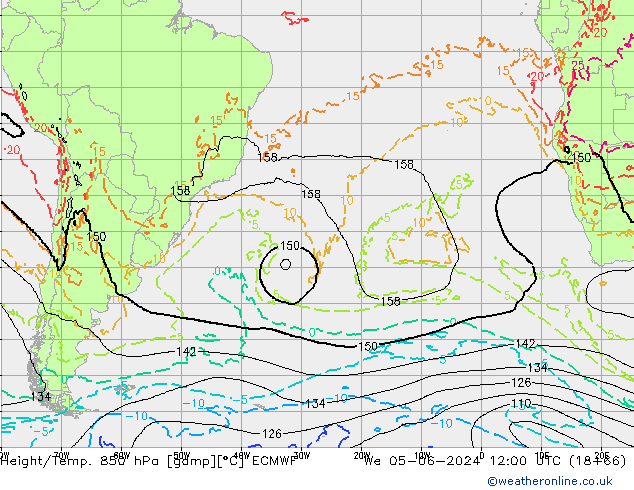 Z500/Regen(+SLP)/Z850 ECMWF wo 05.06.2024 12 UTC