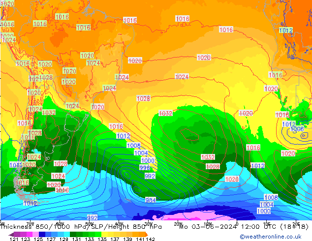 Thck 850-1000 hPa ECMWF Mo 03.06.2024 12 UTC