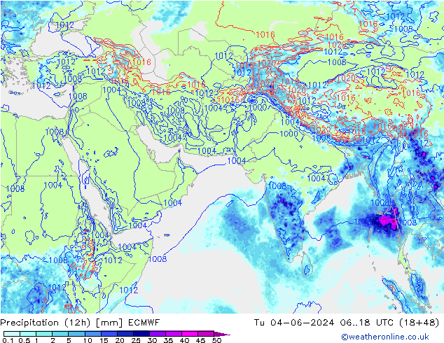Yağış (12h) ECMWF Sa 04.06.2024 18 UTC