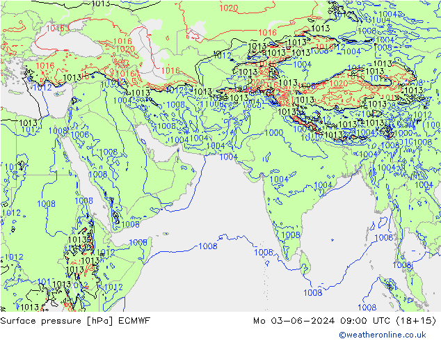 Bodendruck ECMWF Mo 03.06.2024 09 UTC