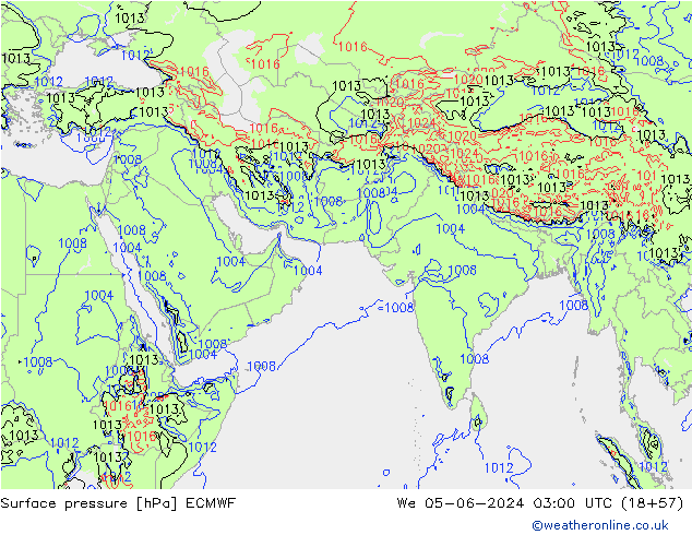 Surface pressure ECMWF We 05.06.2024 03 UTC