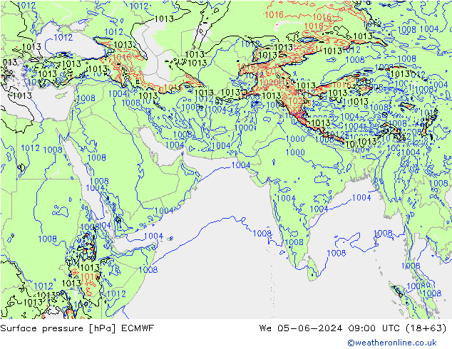 pressão do solo ECMWF Qua 05.06.2024 09 UTC