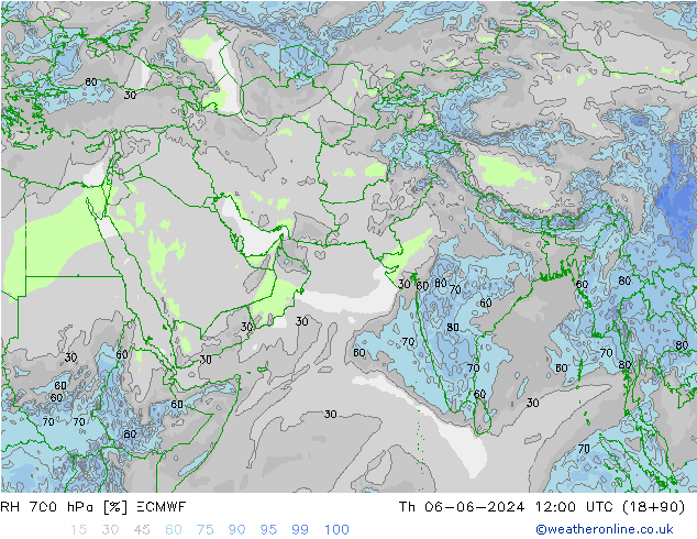 RH 700 hPa ECMWF Th 06.06.2024 12 UTC